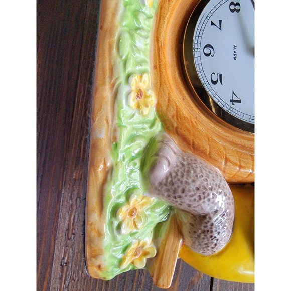 Vintage Ceramic Bear Mantle Table Clock Made In Japan - Picture 8 of 13